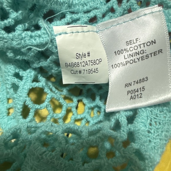 Women's Vicki Wayne Blue Crocheted Top W/cami Petite M Preowned Boho 3/4 Sleeve - Picture 7 of 8